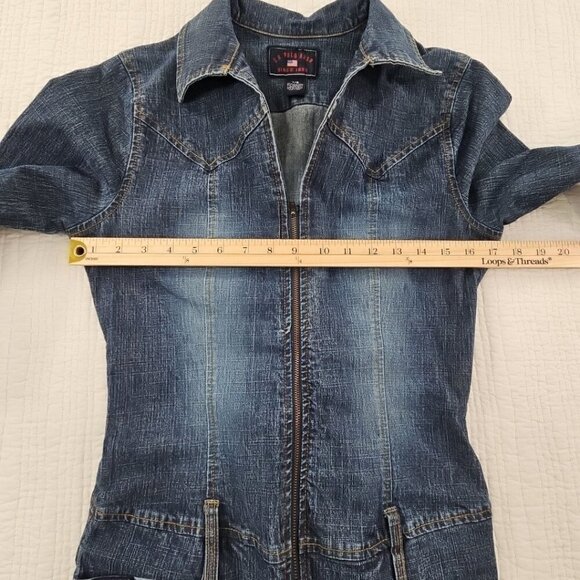 U.S. Polo Assn. Full Zip Stretch Denim Jumpsuit Women's 7/8 Long Sleeve EUC - Picture 11 of 16